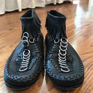 Alexander Wang Leather Booties with Fringe